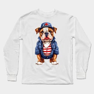 4th of July Bulldog Long Sleeve T-Shirt